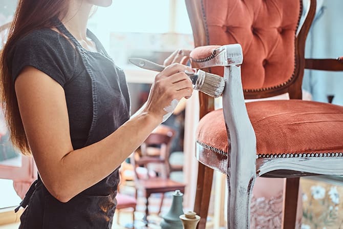 female painting vintage chair